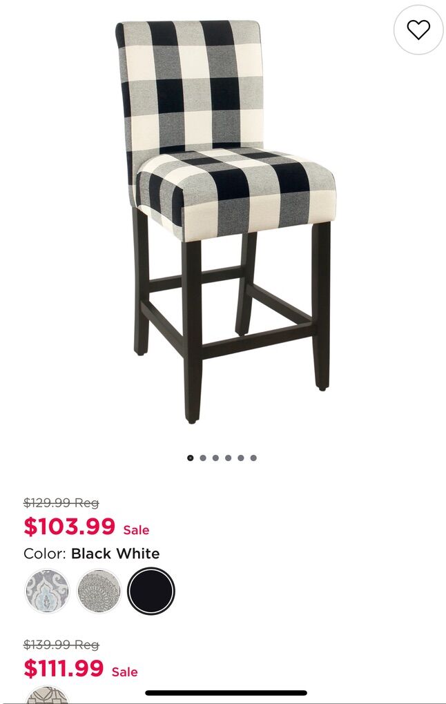 Homepop 24 Classic Parsons Counter Stool In Plaid