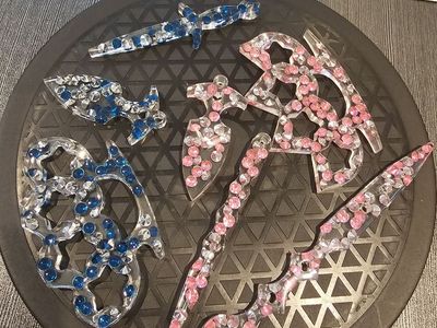 Handmade Resin Self Defense Keychains Bling Rhinestones Set