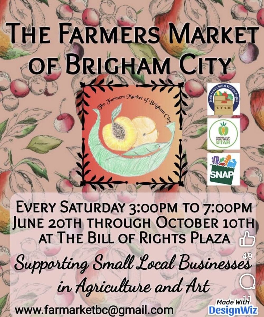 brigham city farmers market. Debbie's Designs will be a vendor here along with many more vendors aIt least 30 starts at 3 to 7
