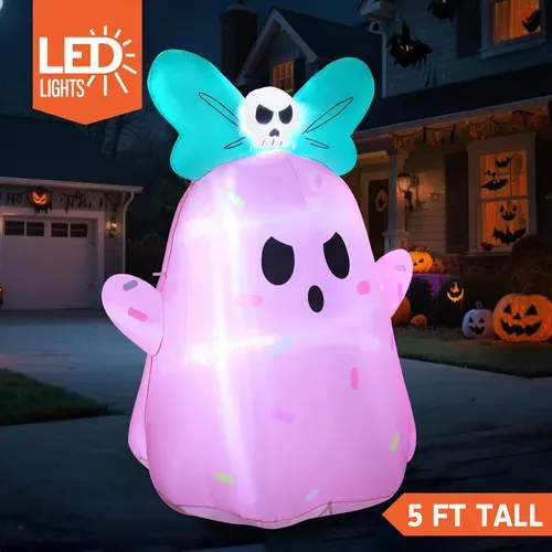 Halloween Trick Or Treat Sprinkles Bow PINK 5' Ghost GHOSTIE Inflatable  Blow Up Pumpkin Home Decor Decoration Yard Prop