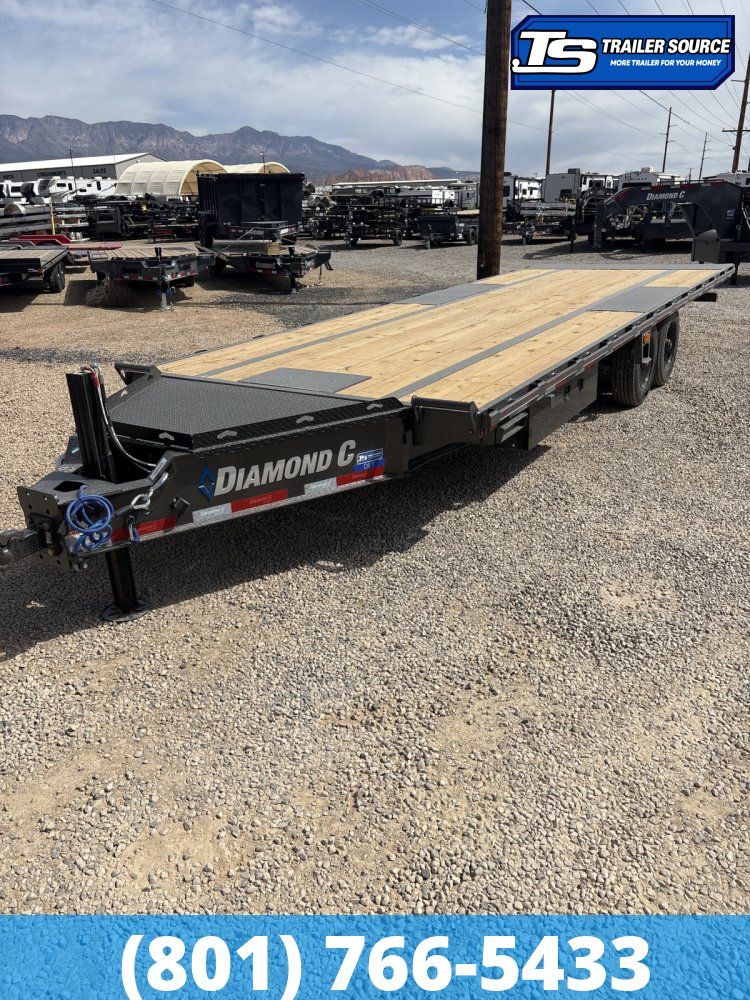 8.5x24 Diamond C DET 210 Deckover Tilt Trailer - 23K GVWR - Hydraulic Jack(s), Winch Plate