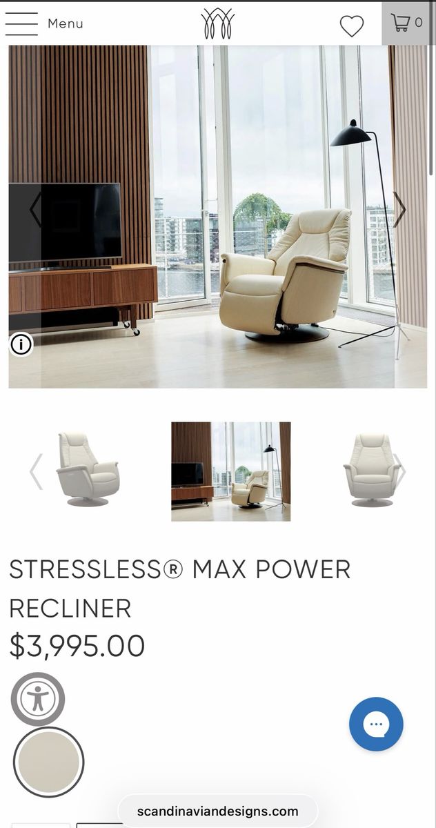 Stressless Max Power Recliner Chair in Blue Leather