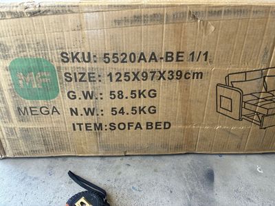 Mega Convertible Sleeper Sofa Bed in Box SKU 5520AA-BE beige in color