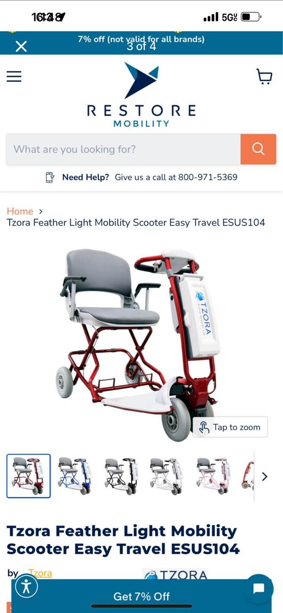 Tzora Feather Portable Lightweight Folding Scooter