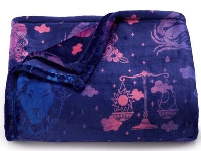 ZODIAC Signs Astrology Blue Pink 5x6 ft Oversized THROW BLANKET NEW!