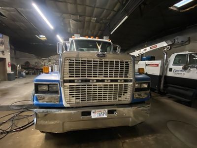 1990 Ford LTL 9000 Dump Truck - Blue/White Commercial Work Truck