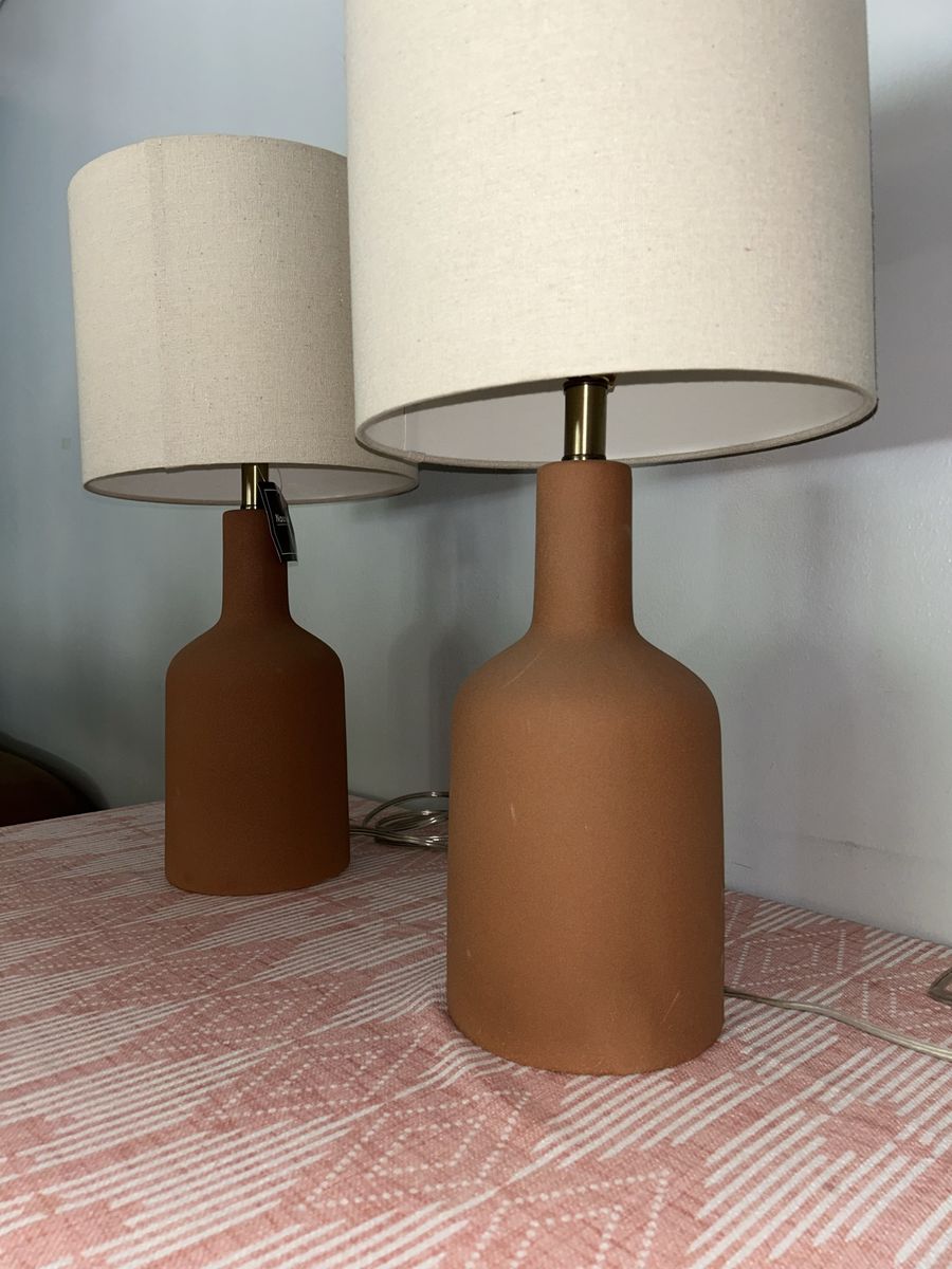 Nourison Terracotta Table Lamps with Fabric Shades - Pair $85 OBO
