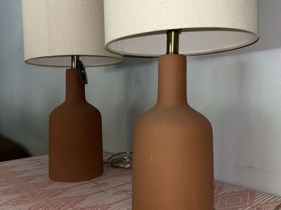 Nourison Terracotta Table Lamps with Fabric Shades - Pair $85 OBO