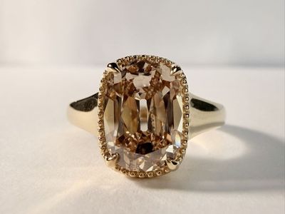 Champagne Antique Cushion Cut Lab Grown Diamond Ring