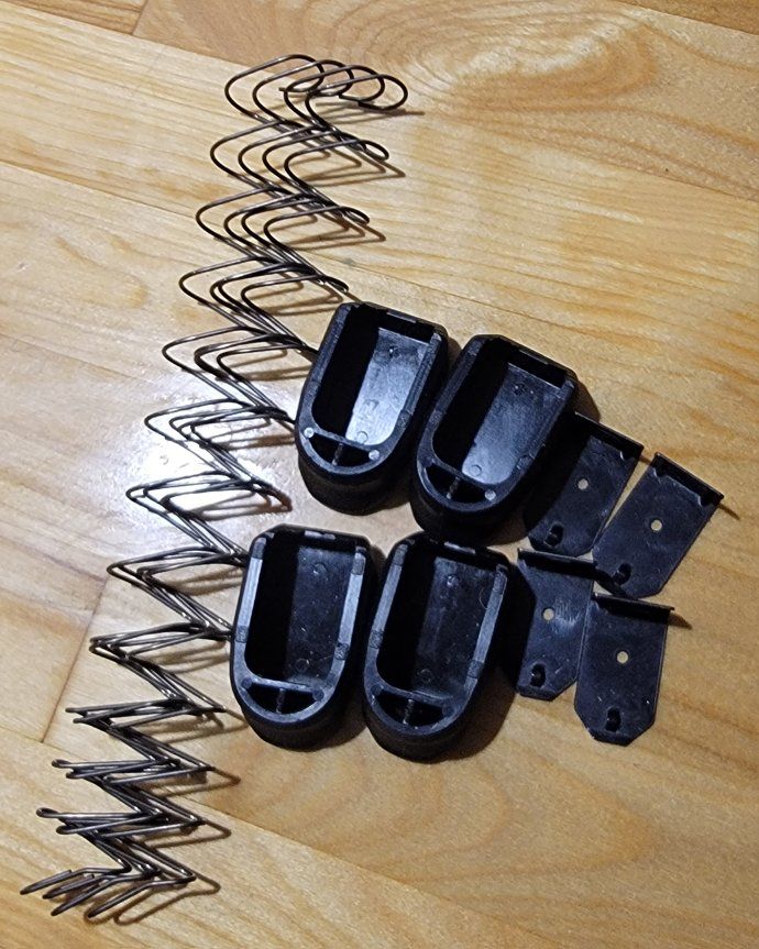 OEM Walther +2 Magazine extenders x4  w Springs and lock plates. upgrade M1, M2 and Compact Ppq and compact PDP mags.