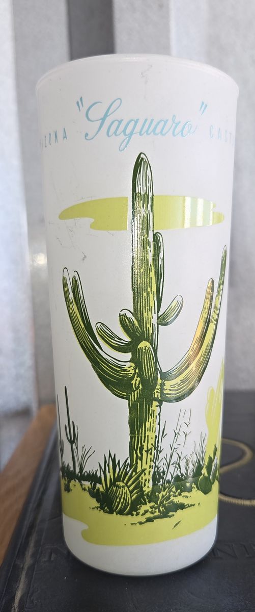Pair of "Saguaro" 1950s/1960s Blakely Oil & Gas "Arizona Cactus frosted glasses