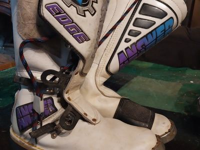 Racing Edge Motocross Boots White with Purple Accents