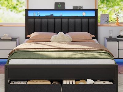 Brand New Queen Size Upholstered with Metal Frame Bed
