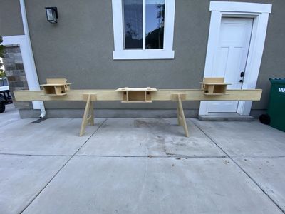 Custom Wooden Miter Saw Workbench Station with Extension Wings