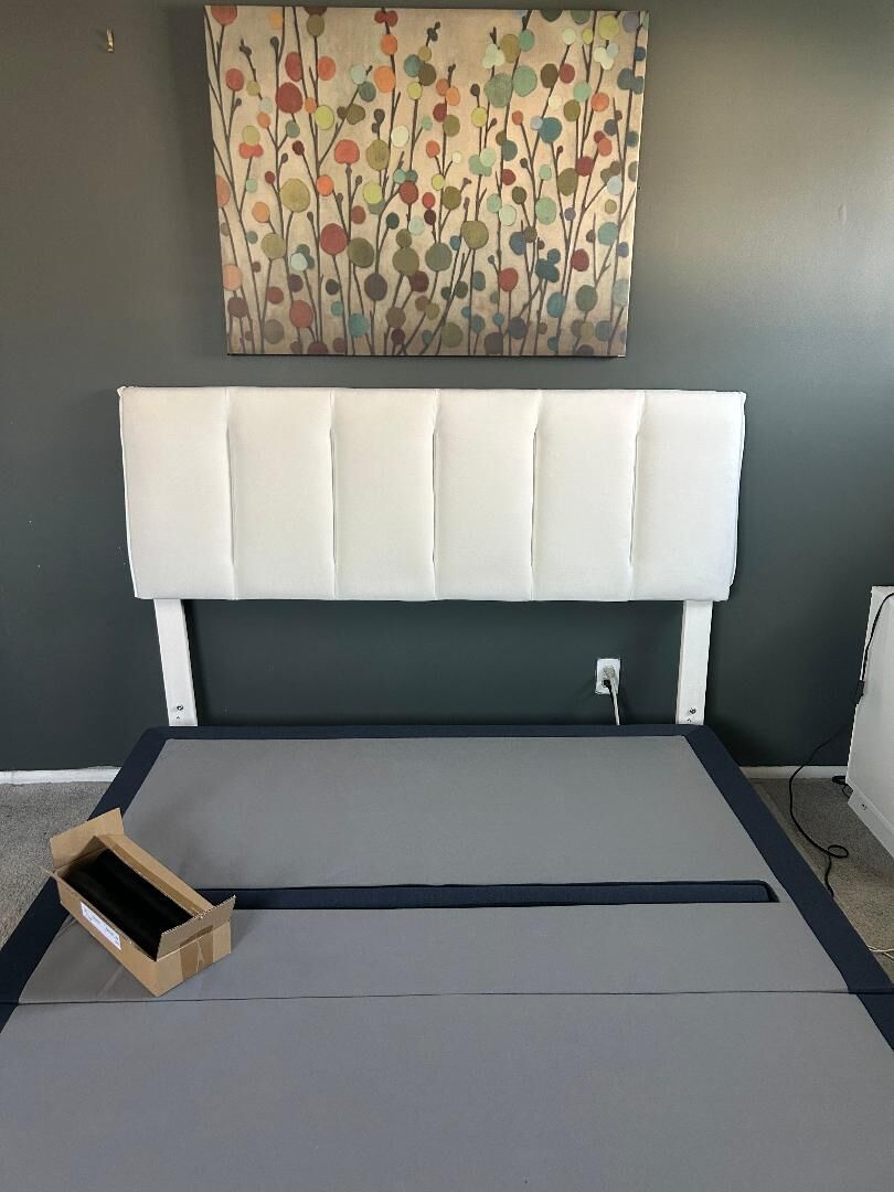 Queen Size white upholstered headboard