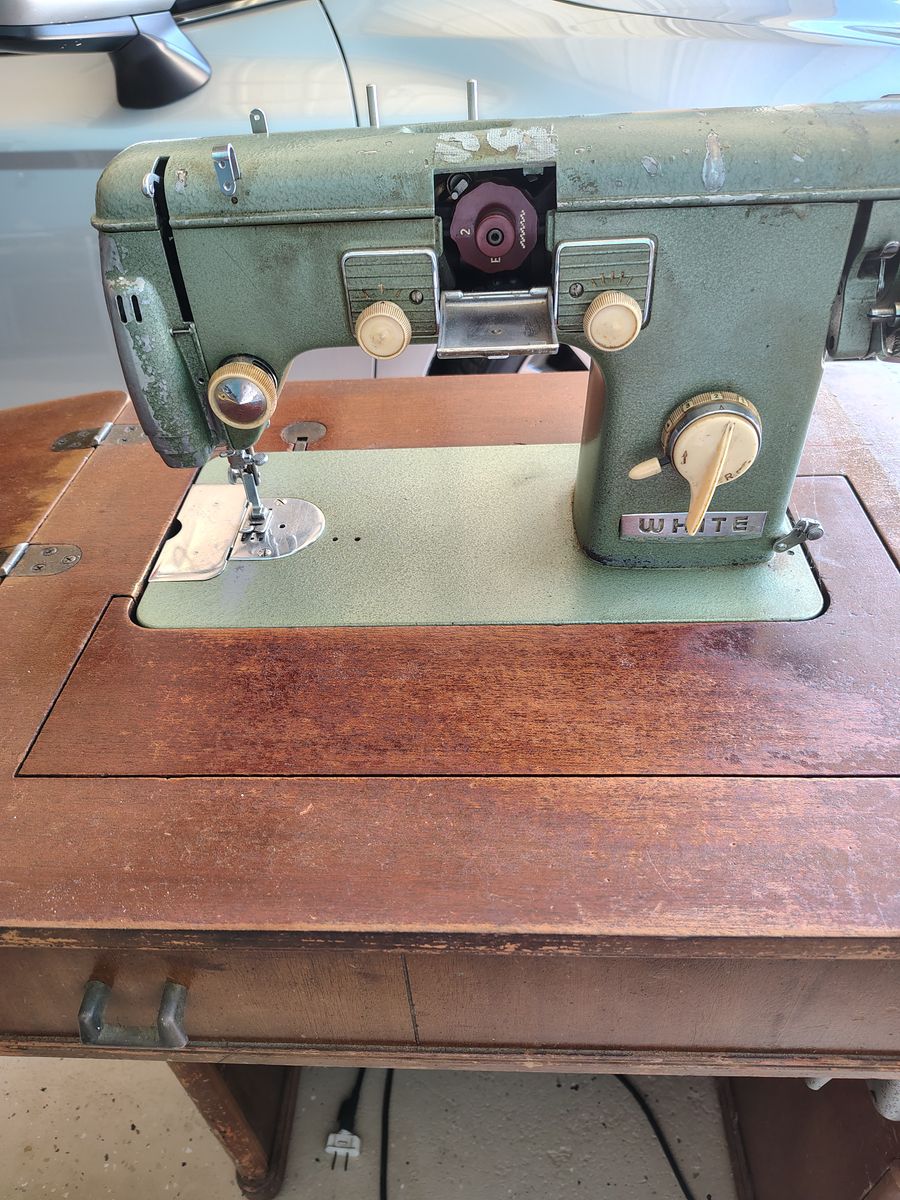 Vintage 1966 white sewing machine