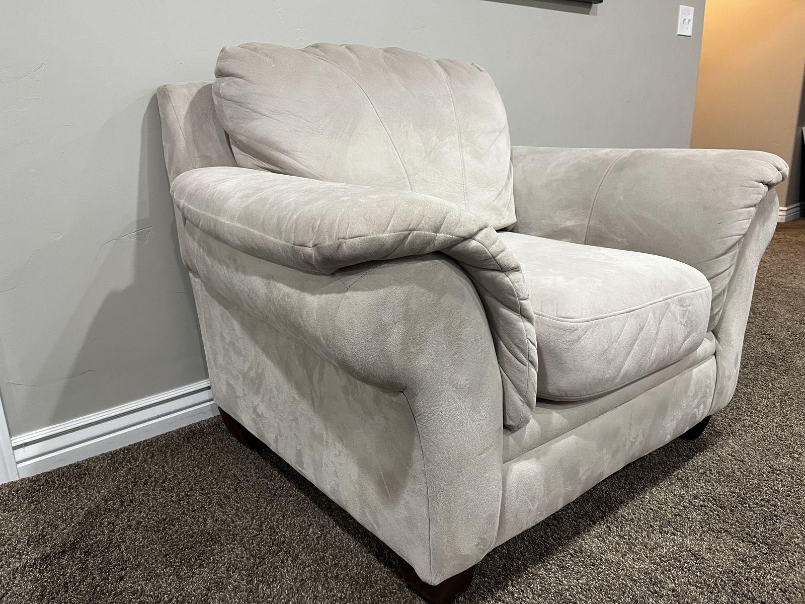 Cream Microfiber Oversized Chair