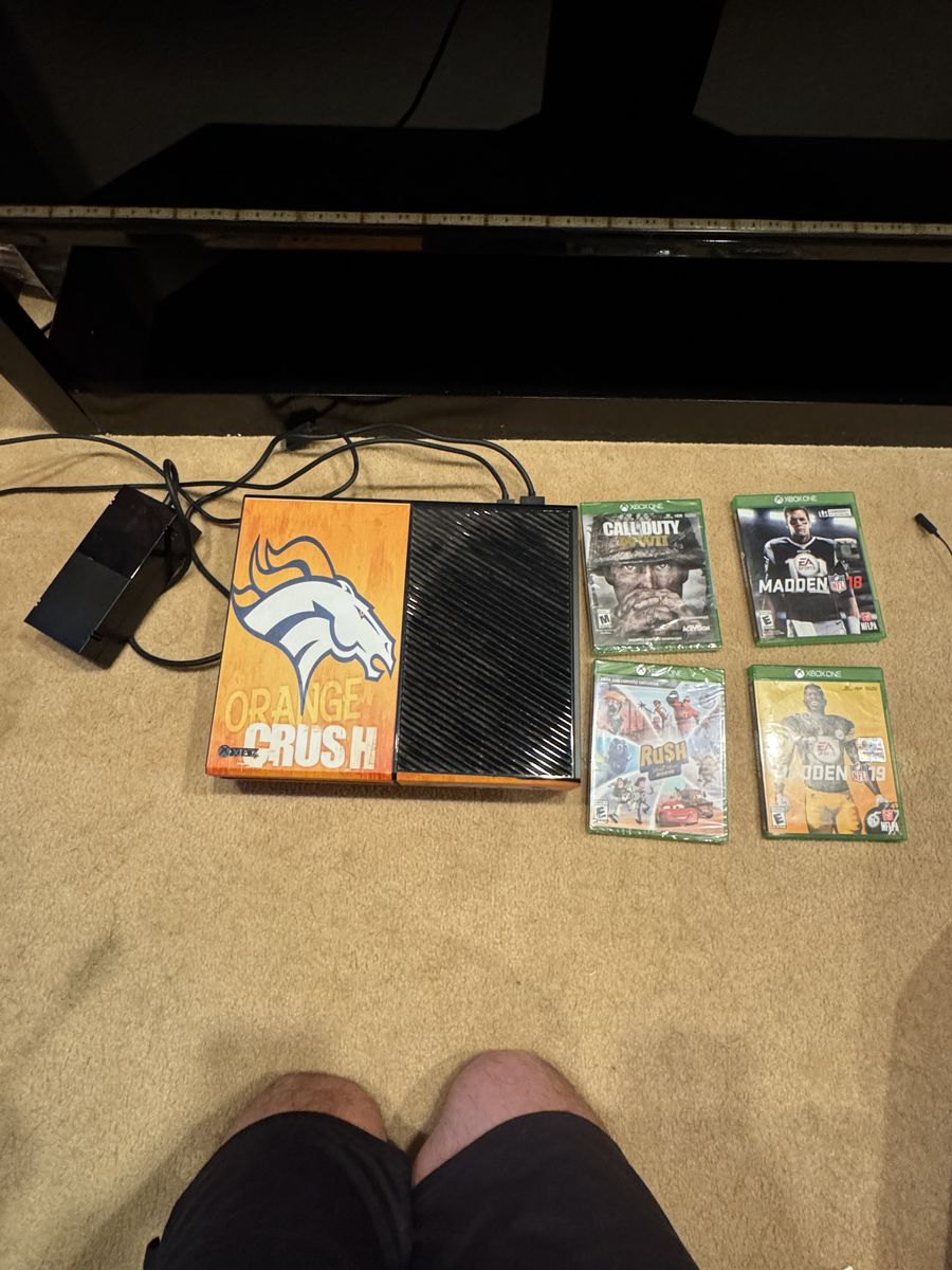 Microsoft Xbox One S 500GB Console - Denver Broncos Orange Crush Edition w/ 4 Games