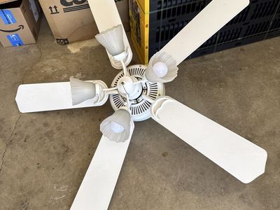 White Ceiling Fan with 4 Light Fixtures - Used Excellent Condition