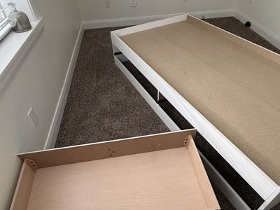 White Platform Bed Frame with Storage Drawers - Twin Size