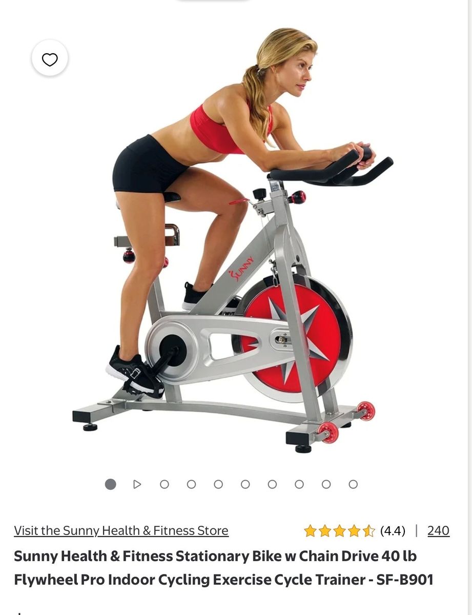 Stationary Bike w Chain Drive 40 lb Flywheel Pro Indoor Cycling Exercise Cycle Trainer - SF-B901