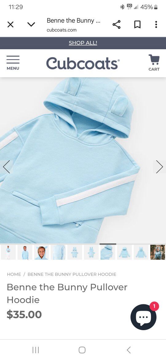 cub coats 4/5 toddler sweatshirt.  bunny