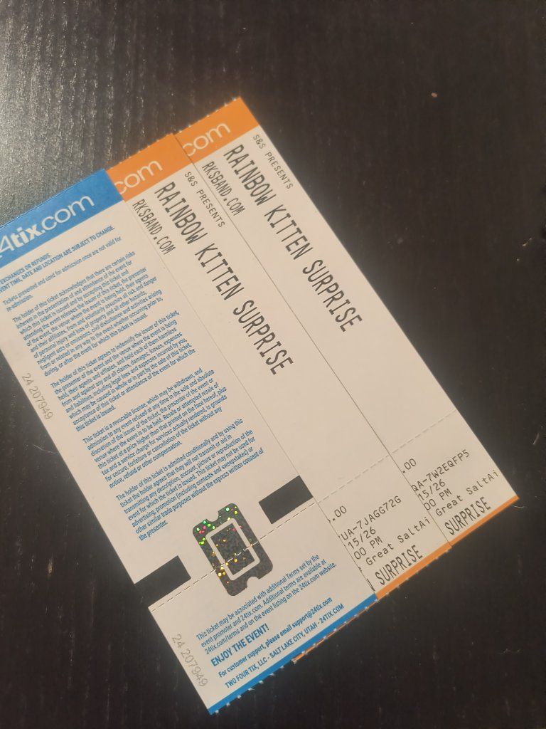 2 Rainbow Kitten Surprise tickets for Wednesday July 15th at Sandy amphitheatre
