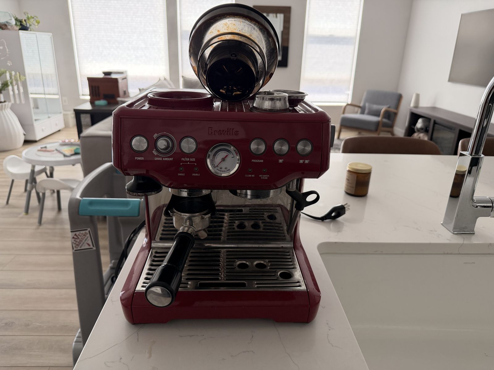 Breville Barista Espresso Machine - Red, with Grinder & Steamer, Leaking Water