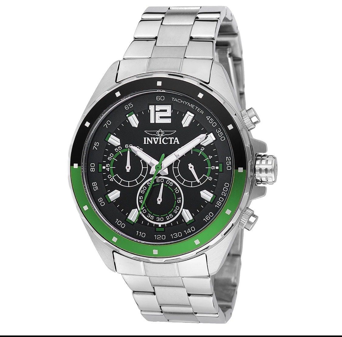 New Invicta Pro Diver Chronograph Stainless Steel Green Bezel Men's Watch