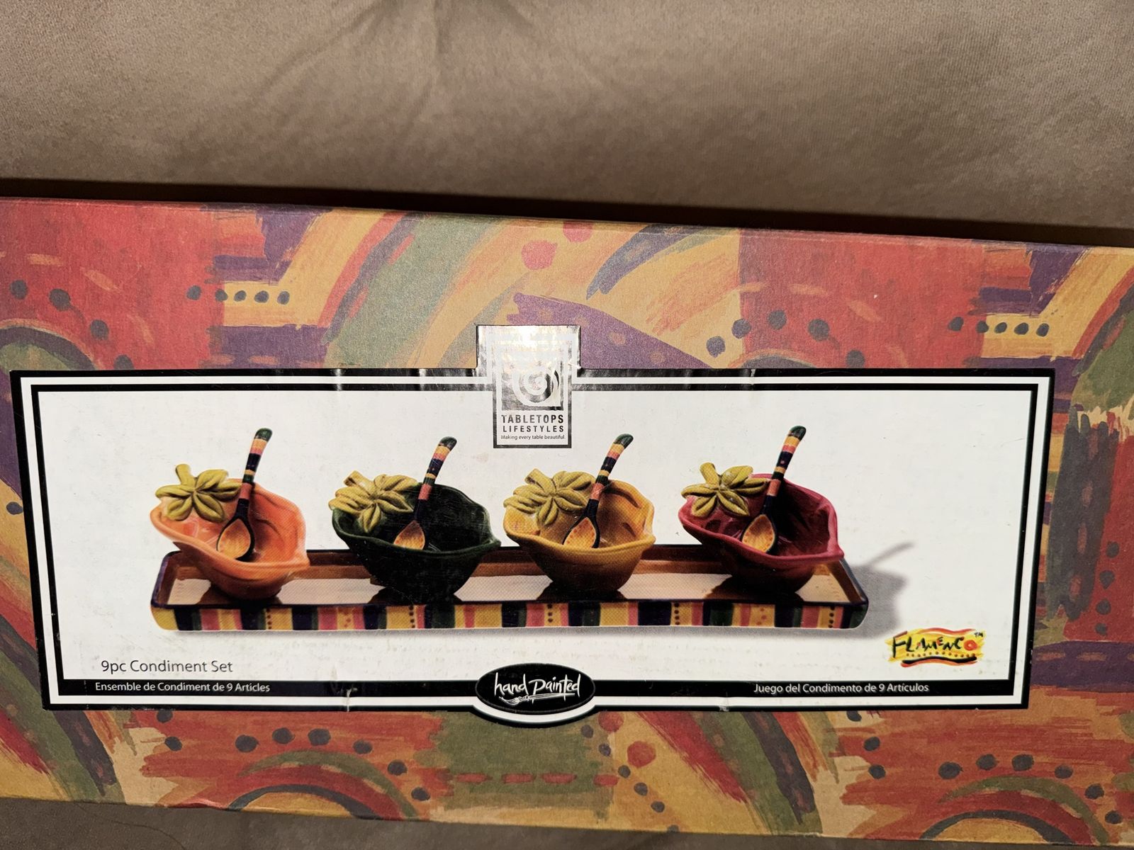 New Cerámic tabletops 9 pc condiment set in box