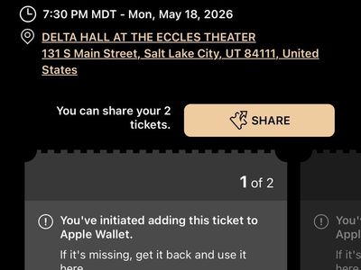 2 Indigo Girls Tickets - May 18, 2026 - Delta Hall @ Eccles Theater - Orchestra Pit Row B