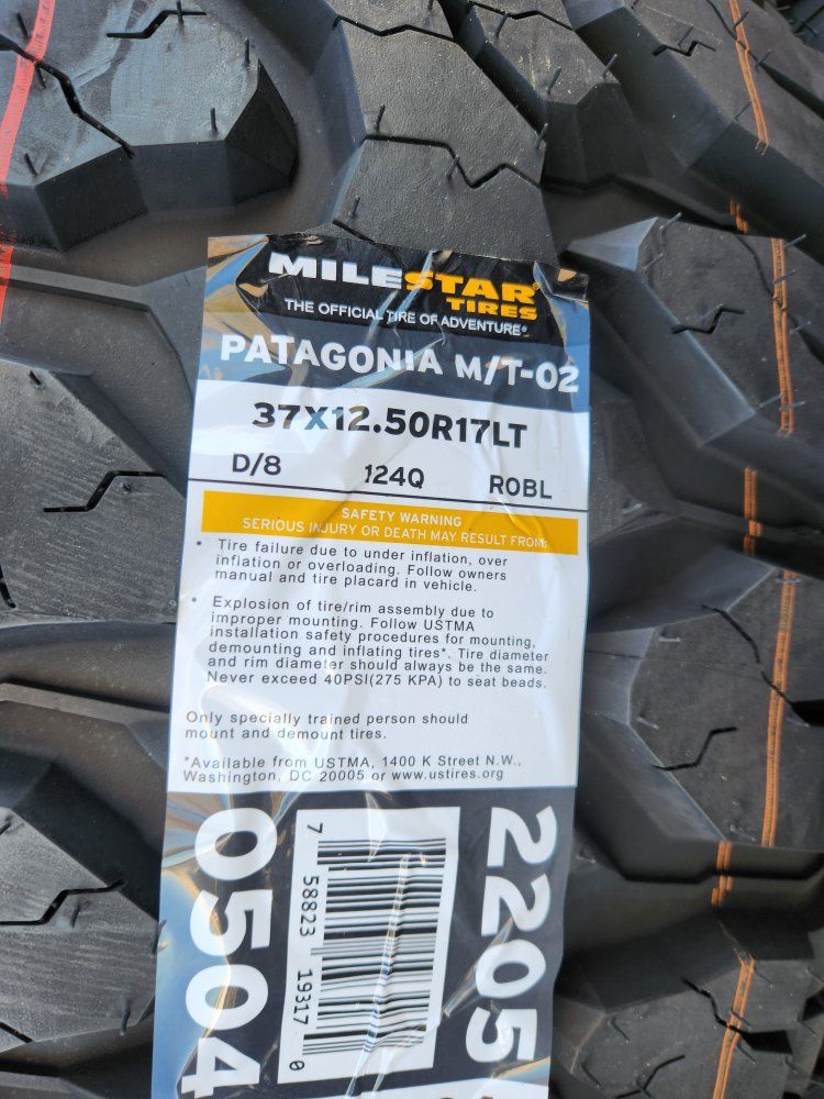 37x12.50r17 milestar Patagonia mt