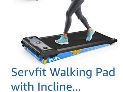 SERVIFIT Walking Pad Incline Under Desk Treadmill w/ Remote Control, LED Display, Black