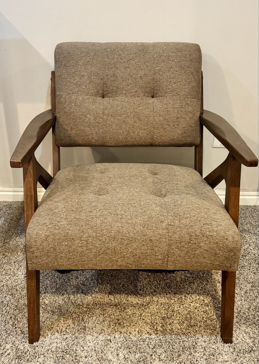 2 Matching Mid-Century Modern Accent Chairs - Wood FramE, olive SET OF TWO