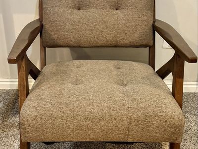 2 Matching Mid-Century Modern Accent Chairs - Wood FramE, olive SET OF TWO