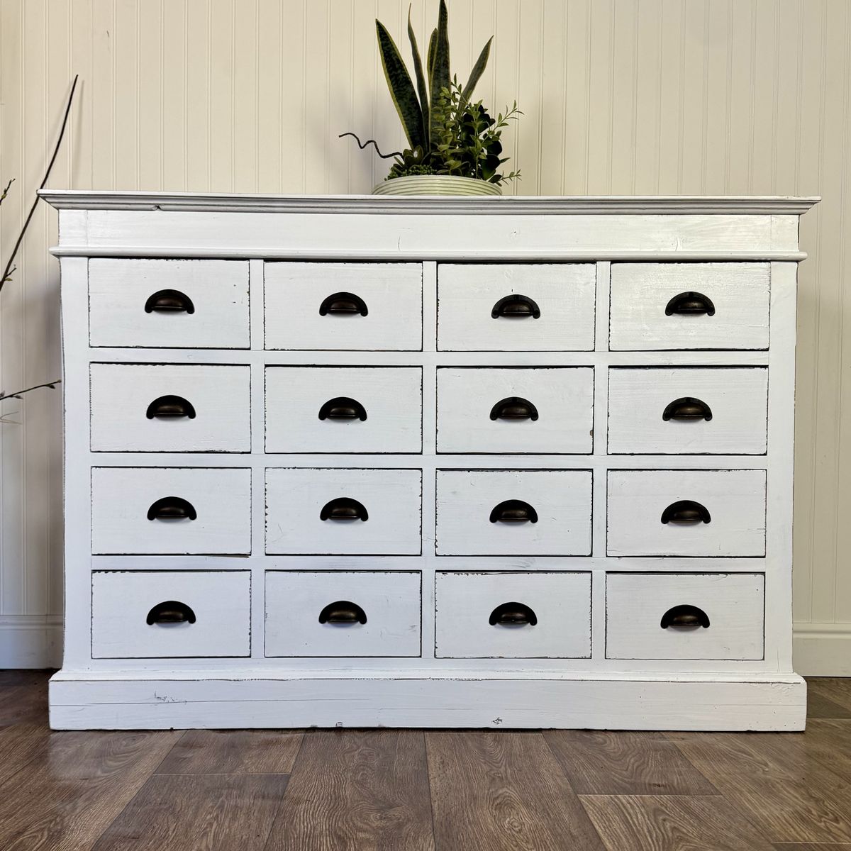 Vintage Apothecary-Style 16-Drawer Farmhouse Storage Cabinet