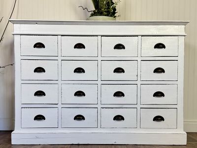 Vintage Apothecary-Style 16-Drawer Farmhouse Storage Cabinet