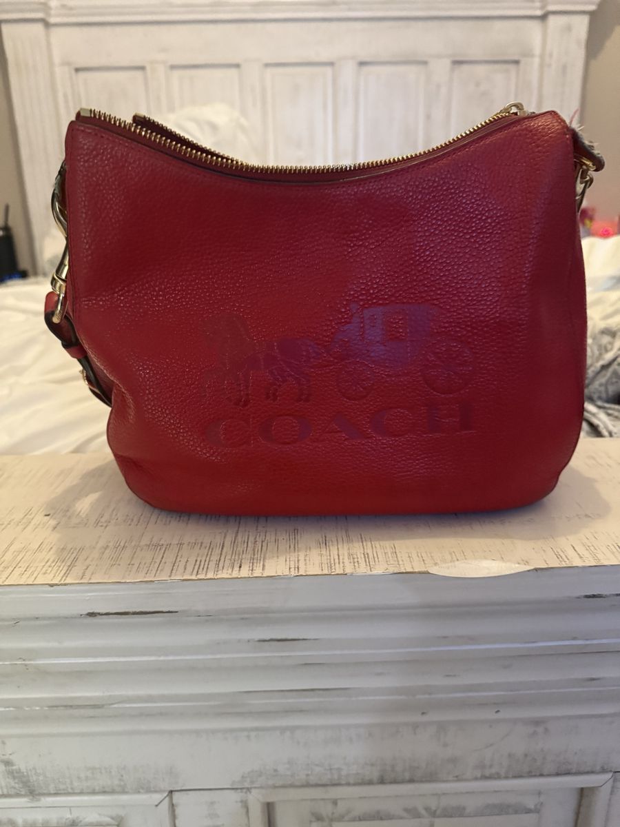 Coach Jes Hobo F72702 Red Pebbled Leather Shoulder Bag Purse with wallet