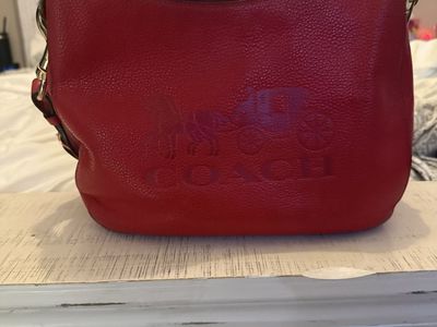 Coach Jes Hobo F72702 Red Pebbled Leather Shoulder Bag Purse with wallet