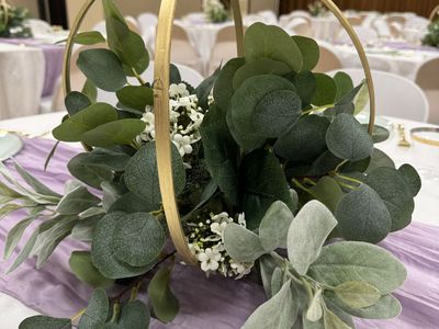 14 Handmade Wedding & Event Centerpieces – Elegant Gold Hoop with Greenery – Unique Décor Set