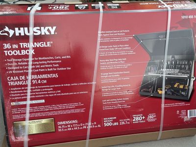 NEW HUSKY Heavy Duty 36 inch Steel Portable Triangle Top Chest Tool Storage