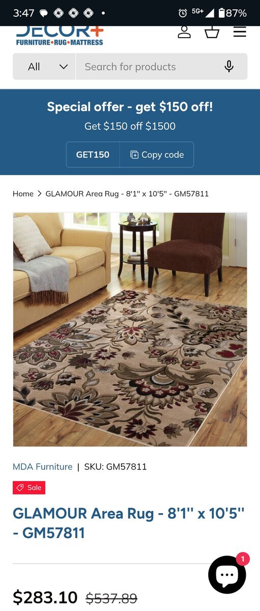Glamor Area Rug 8 x 10