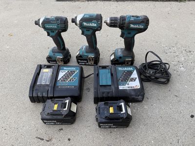 Makita Impact Driver and Drill Kit w/ 2 Chargers & 5 Batteries
