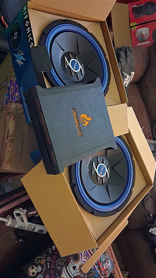 Hifonics Zeus ZXS12SP 12" Subwoofers (2) with Audiobank P1000.2 1000W 2-Channel Amplifier