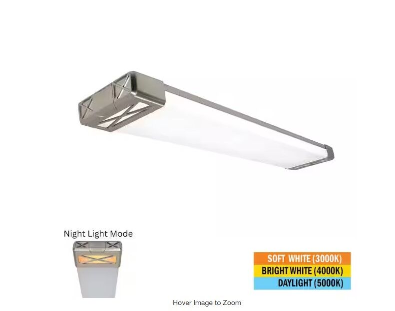 4 ft. Brushed Nickel Decorative End Caps 5250 Lumens Integrated LED Wraparound Light Adjustable CCT Night Light