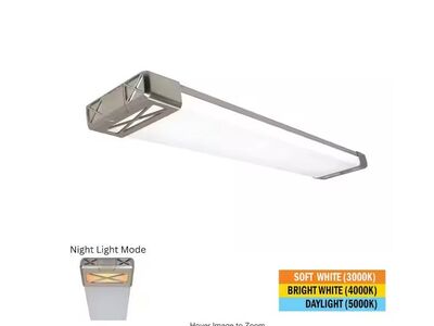 4 ft. Brushed Nickel Decorative End Caps 5250 Lumens Integrated LED Wraparound Light Adjustable CCT Night Light