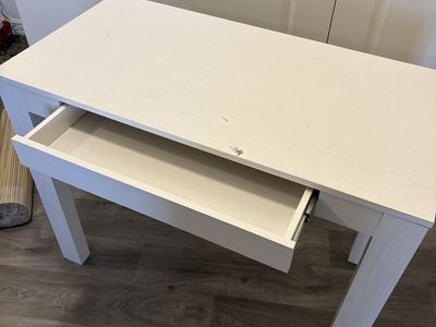 White Wooden Desk with Single Drawer Used Condition