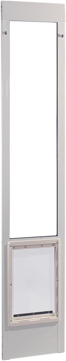 Adjustable Height 77-5/8" to 80-3/8", 10-1/2" x 15" Flap Size Aluminum Pet Patio Door - WHITE