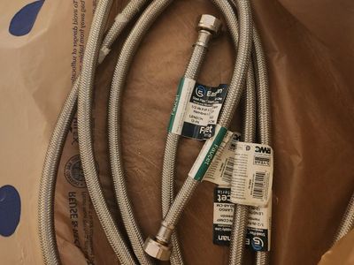 Eastman Steel-Flex 1/2-inch FIP x 3/8-inch Faucet Supply Lines - 12-inch (3), 16-inch Length (3), and 30-inch (1)