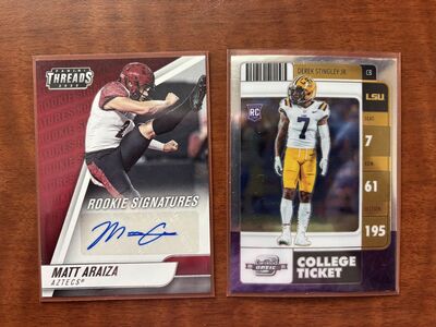 Football Cards of Matt Araiza (Signed) and Derek Stingley Jr. (Rookie)